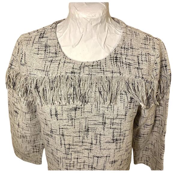 Womens Tweed Knit Fringe Top Woven Western Cowgirl Rodeo Business Casual Twee - Picture 4 of 11